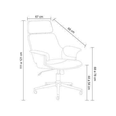 Imagem de Kit 2 Cadeira de Escritório Home Office Decorativas Casemiro PU c/Regulagem de Altura Base Giratória Marrom G56 - Gran Belo