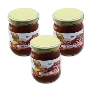 Imagem de Fondant de leite diet com goiaba pote 220g hué - kit 3 unidades - HUE