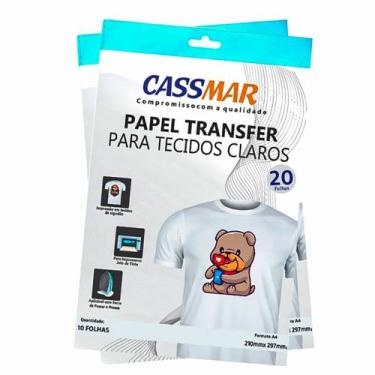 Imagem de Papel Transfer Jato De Tinta A4 Tecidos Claros 150gm² Cassmar 20 Fls