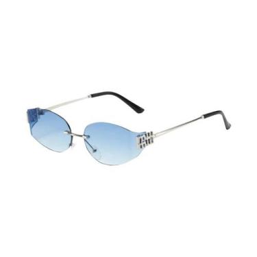 Imagem de Óculos De Sol Oversized Sem Armação, Lentes Gradientes Pretas UV400, E