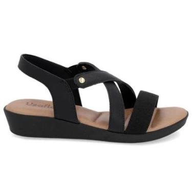 Imagem de Sandália Feminina Usaflex PA04002 Couro Anabela Baixo-Feminino