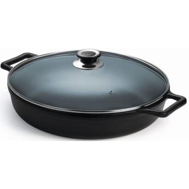 Imagem de Frigideira Paella 36cm Tampa Vidro Alça Ferro Panela Mineira