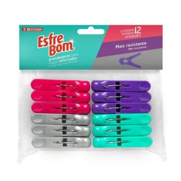 Imagem de Prendedores para Roupa EsfreBom Reforçados 12 Unidades, Esfrebom