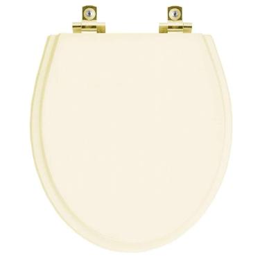 Imagem de Assento Sanitário Com Amortecedor Windsor Creme Para Vaso Deca Com Ferragem Dourada