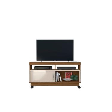 Imagem de Rack Artur para TV 1,21m com Rodízios e Nichos Organizadores Naturale Off White Liberty Móveis