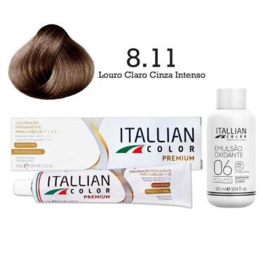 Imagem de Coloração 8.11 Louro Claro Cinza Intenso Oxi 06 Volumes 90ml  Itallian