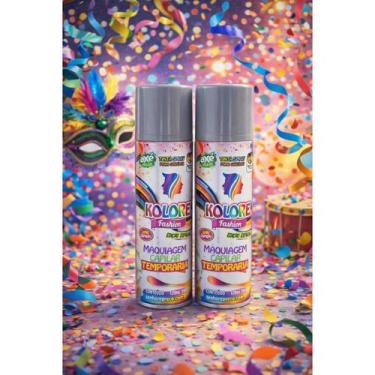 Imagem de Kit 2 Tintas Spray Divertida Para Cabelo Fashion Prata 125ml/55g Axé B