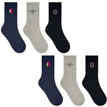Imagem de Kit 6 pares de meias Juvenil Masculina Cano Médio Algodão Selene 5061,