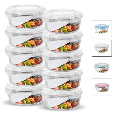 Imagem de KIT 10 Potes de Vidro Redondo com Tampa Hermética 950ml - U4HOME, Bran