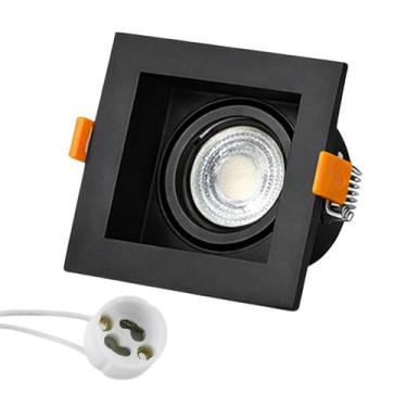 Imagem de Spot Recuado Embutir Luminária + Lâmpada Led Mr16 Dicroica Gu10 Quadra