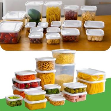 Imagem de Kit 17 Potes De Plástico Transparente Tamanhos Variados Para Geladeira