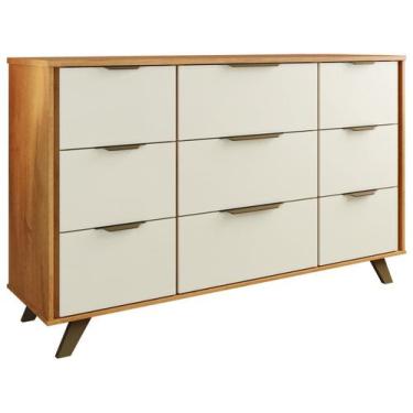 Imagem de Cômoda 9 Gavetas com Pés de Madeira 100 MDF Olimpia Móveis Europa, Per