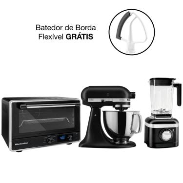 Imagem de Forno Multifunções + Batedeira Artisan + Liquidificador K400 Black Matte Kitchenaid - Kog21_Kea33_Kua35_Cj 110V