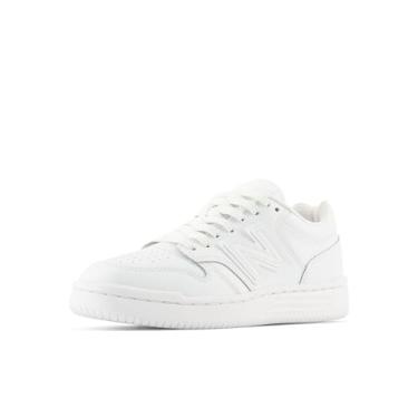 Imagem de New Balance Tênis infantil feminino 480 V1 com cadarço, Branco/Branco, 20