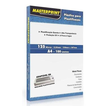 Imagem de Caixa de Plástico para Plastificação A4 220x307mm 100 Lâminas - Masterprint