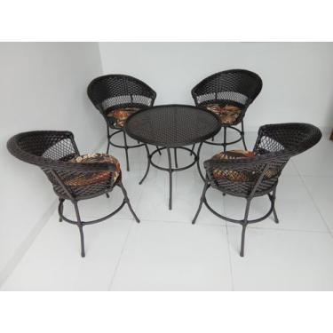 Imagem de Conjunto Mesa Hotel Fibra Sintética 4 cadeiras 1 Mesa Média Redonda 75