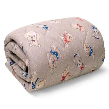 Imagem de Edredom Basic Estampado Dogs Solteiro 100% Algodão Malha Macio Cinza