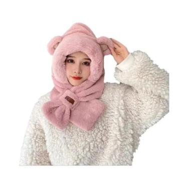 Imagem de Conjunto De Cachecol E Gorro Feminino 2 Em 1: Cachecol Quente De Inver