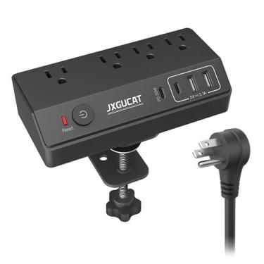 Imagem de Braçadeira de mesa Power Strip JXGUCAT com PD 20W USB-C 4 tomadas 4 US