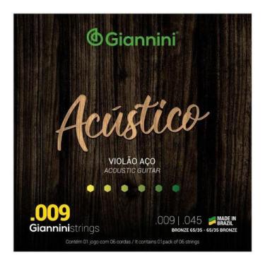 Imagem de Jogo De Cordas Para Violão Aço Folk Giannini Acústico 09