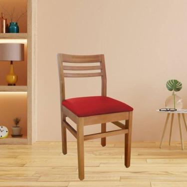 Imagem de Kit 8 Cadeiras para Sala de Jantar em Madeira Maciça Diamante Madeira/Vermelho