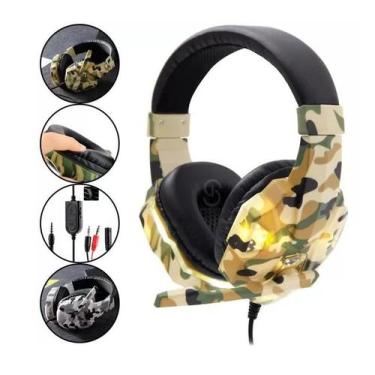 Imagem de Headset Gamer Camuflado Fone de Ouvido P3 e P2 LED - Bm Ecommerce, Mar
