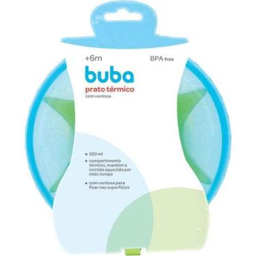 Imagem de Prato Pratinho Infantil Papinha Bebe Termico Ventosa Buba, Azul