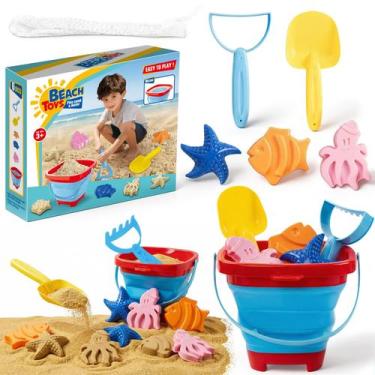 Imagem de Conjunto de balde dobrável com moldes para praia Cozycharm