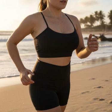Imagem de Top Cropped Alçinha Bojo Fixo Proteção UV50 Plus Size Poliamida Reforç