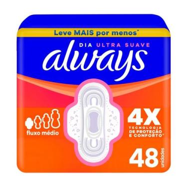 Imagem de Absorvente Always Dia Ultra Suave Fluxo Médio com Abas 48 Unidades Lev