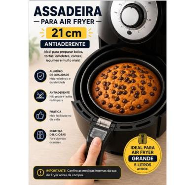 Imagem de Assadeira para Air Fryer 21cm Antiaderente Alumínio para Fritadeira 5L