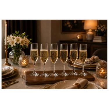 Imagem de Scazu - Jogo de 6 Taças de Champanhe para Brindes Casamentos e Festas Premium Elegante Durável Transparente Resistênte (Taças de Champanhe em Vidro)