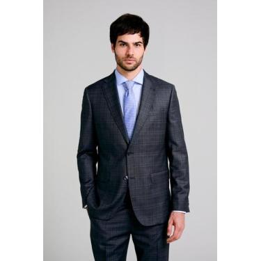 Imagem de Terno Slim Fit Lã Xadrez - Highstil Oficial, Marinho, 48M