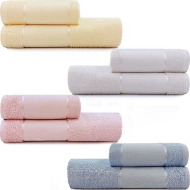 Imagem de Jogo De Toalha 2 Peças Banho + Rosto Para Bordar 100% Algodão - Multiarte Dohler - Emcompre