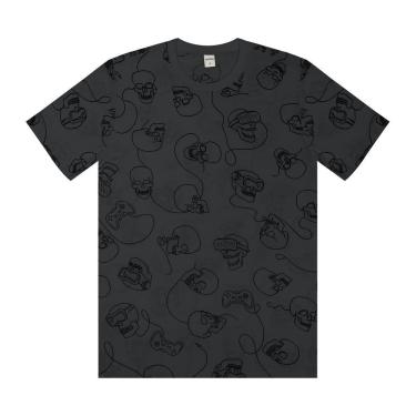 Imagem de Camiseta Masculina Caveira Rovitex Teen Cinza
