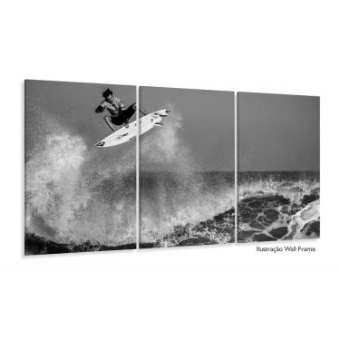 Imagem de Quadro Em Tecido Decorativo Surf Detalhe Surfista Onda Sala