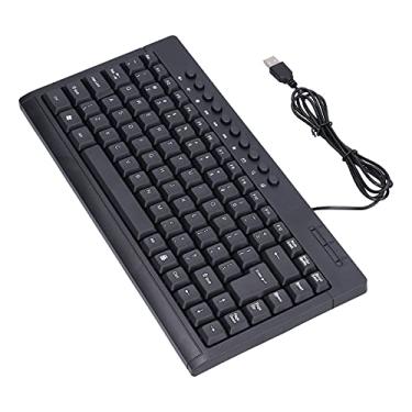 Imagem de Teclado com fio, mini universal, 87 teclas, desktop ergonômico/notebook/computador/PC teclado USB da tipografia, para jogos de escritório (Inglês)