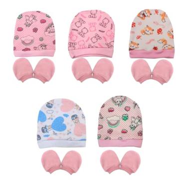 Imagem de Luva e Touca Bebe 2 Kit Estampas Sortidas Menina