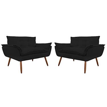 Imagem de Kit 02 Namoradeira Poltrona Sofá decorativa 02 Lugares Opalla Pés Palito Preto - DS Estofados