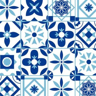 Imagem de Azulejo Adesivo Lavável Azulejo Com Desenho Grego Azul Para Cozinha -