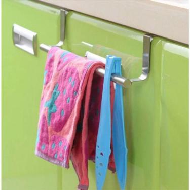 Imagem de Suporte Pano De Prato Portátil P/ Porta Armário Aço Inox