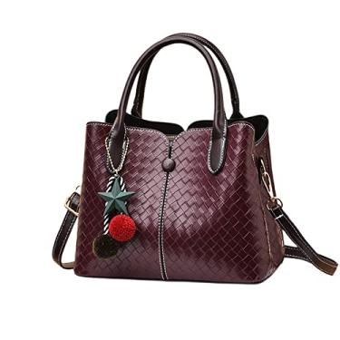 Imagem de Bolsas grandes de couro para mulheres bolsa transversal de tecido fashion retrô bolsa de ombro dupla bolsa de ombro totes, Vermelho