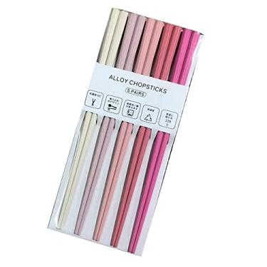 Imagem de 5 pares de pauzinhos de sushi octogonais estilo japonês conjunto de pauzinhos pontiagudos moda cor pauzinhos de plástico PET conjunto de pauzinhos de plástico PET(G)
