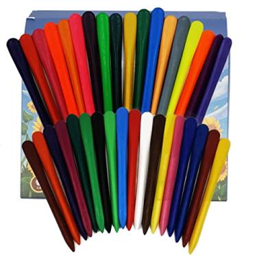 Imagem de Giz de cera triangulares sem mãos sujas - 36 cores de plástico lavável seguro e giz de cera não tóxico para crianças, materiais de arte para colorir