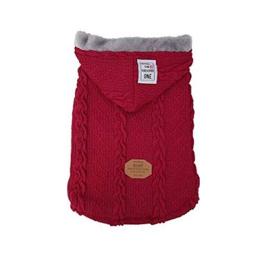 Imagem de Yajun Casaco de inverno quente para cachorro jaqueta de tricô estilo esporte gato filhote de cachorro suéter com capuz roupas para animais de estimação suéter para cães pequenos, vermelho, M