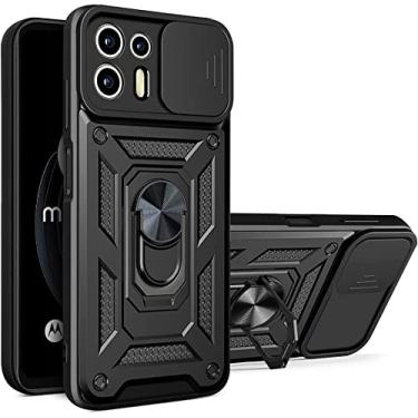 Imagem de Case for Motorola Moto edge 20 lite with Slide Camera Cover,Military Grade Heavy Duty Protection Phone Case Cover with Magnetic Ring Kickstand for Motorola Moto edge 20 lite (preto)