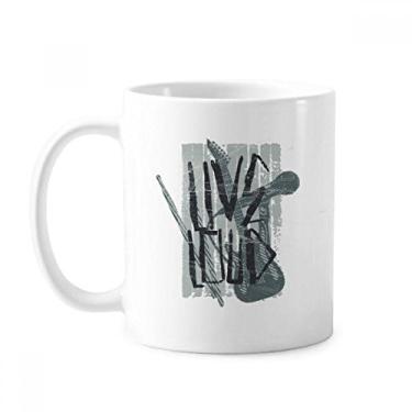Imagem de Caneca de cerâmica com estampa de instrumentos musicais de jazz cinza cerâmica xícara de café