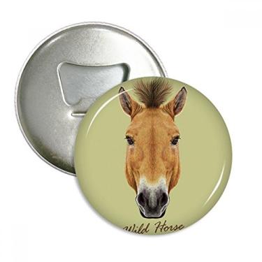 Imagem de Marrom Forte Cavalo Selvagem Abridor de Garrafas Animal Imã de Geladeira Emblema Multifuncional