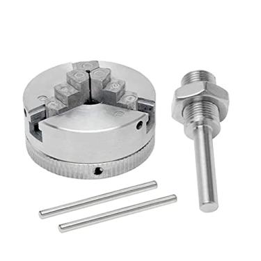 Imagem de HUIOP Mandril,Mandril de liga de zinco com 3 garras biela autocentrante mandril giratório de madeira acessório de braçadeira opcional para mini torno de metal