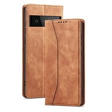 Imagem de YINGDAFENG Capa carteira para Google Pixel 7 PRO, capa flip de couro PU com slots para cartão recurso de suporte e proteção da câmera à prova de choque TPU para mulheres e homens, marrom